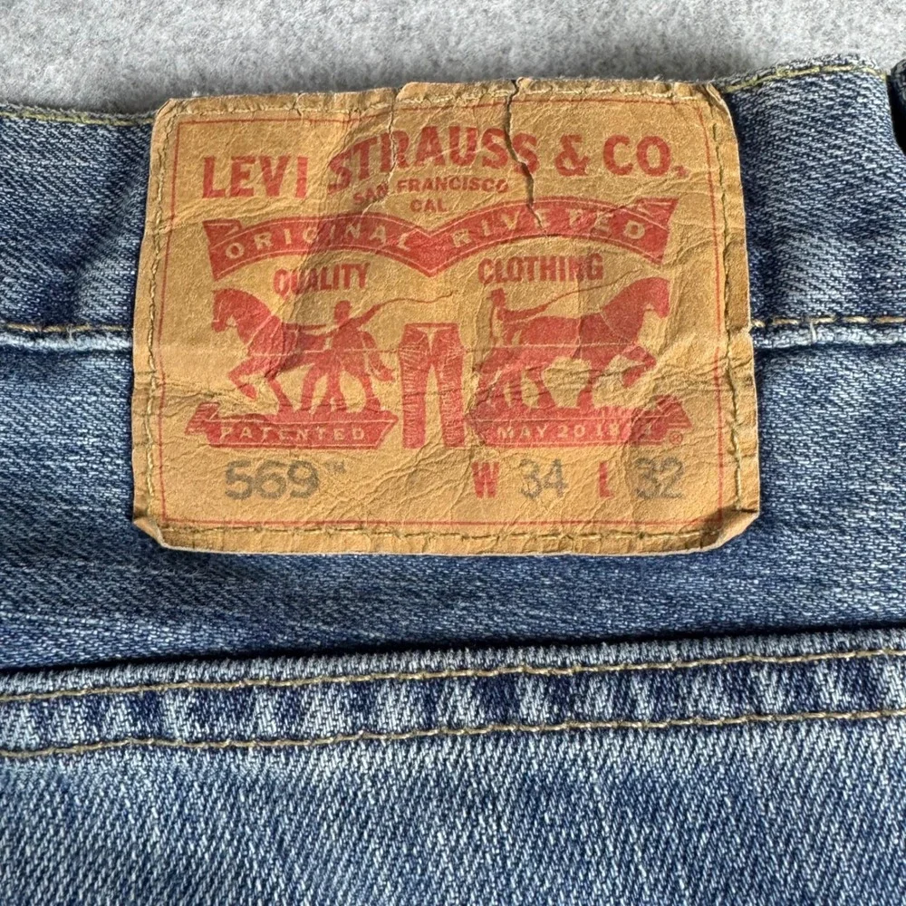 Levi's 569 Loose Straight Jeans Mens 34x32 Blue Denim 00569-1271 Relaxed Fit